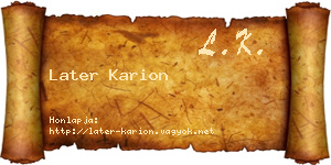Later Karion névjegykártya